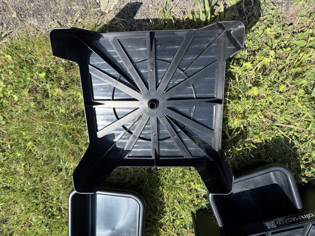 Underside of the DrainMaster Drip Stand with focus on the stable grid