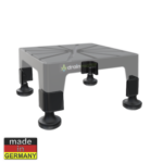 DrainMaster Filzgleiter-Set mit 4 Premium-Filzgleitern montiert. Bodenschonend auf Laminat und Parkett. Made in Germany.