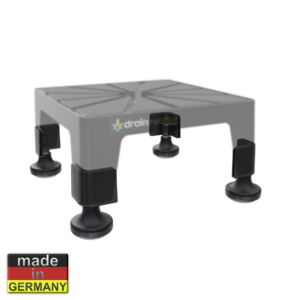 DrainMaster Filzgleiter-Set mit 4 Premium-Filzgleitern montiert. Bodenschonend auf Laminat und Parkett. Made in Germany.