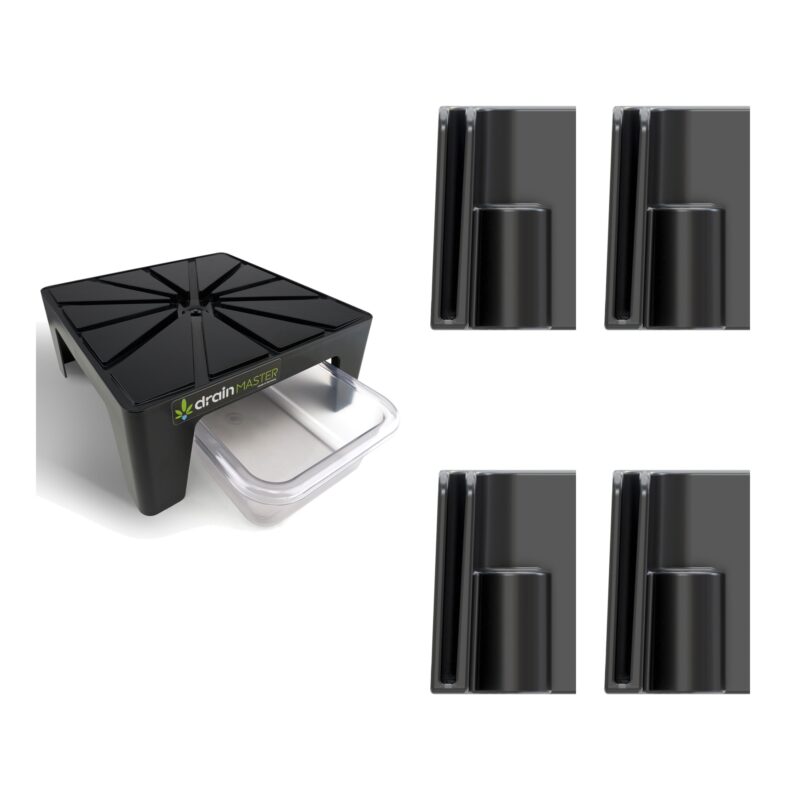 DrainMaster Untersetzer mit Auffangwanne und vier Adaptern mit 11-mm-Aufnahme