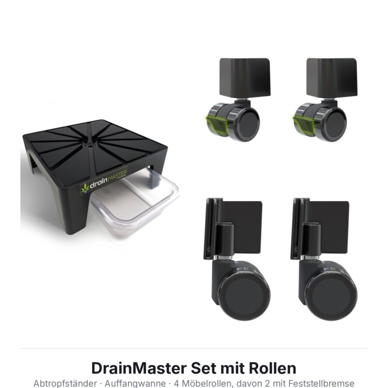 Sottovaso con ruote – set DrainMaster con vaschetta di raccolta
